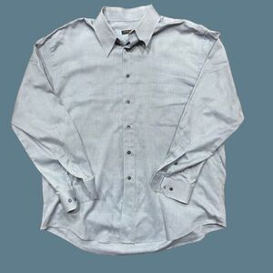 Donna Karan Regular Fit Dress Shirt Light Grey Button Down Cotton Men's 17 / L